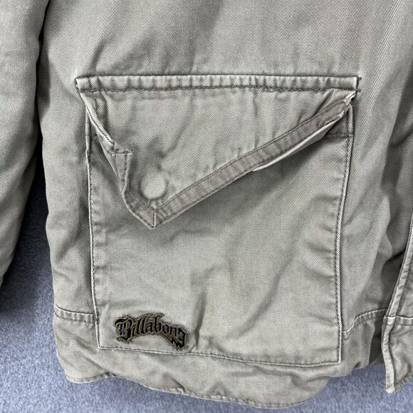 Billabong Jacket Mens Medium Green Hooded Full Zip Lined Parka Outdoor Coat Camo - Picture 7 of 16